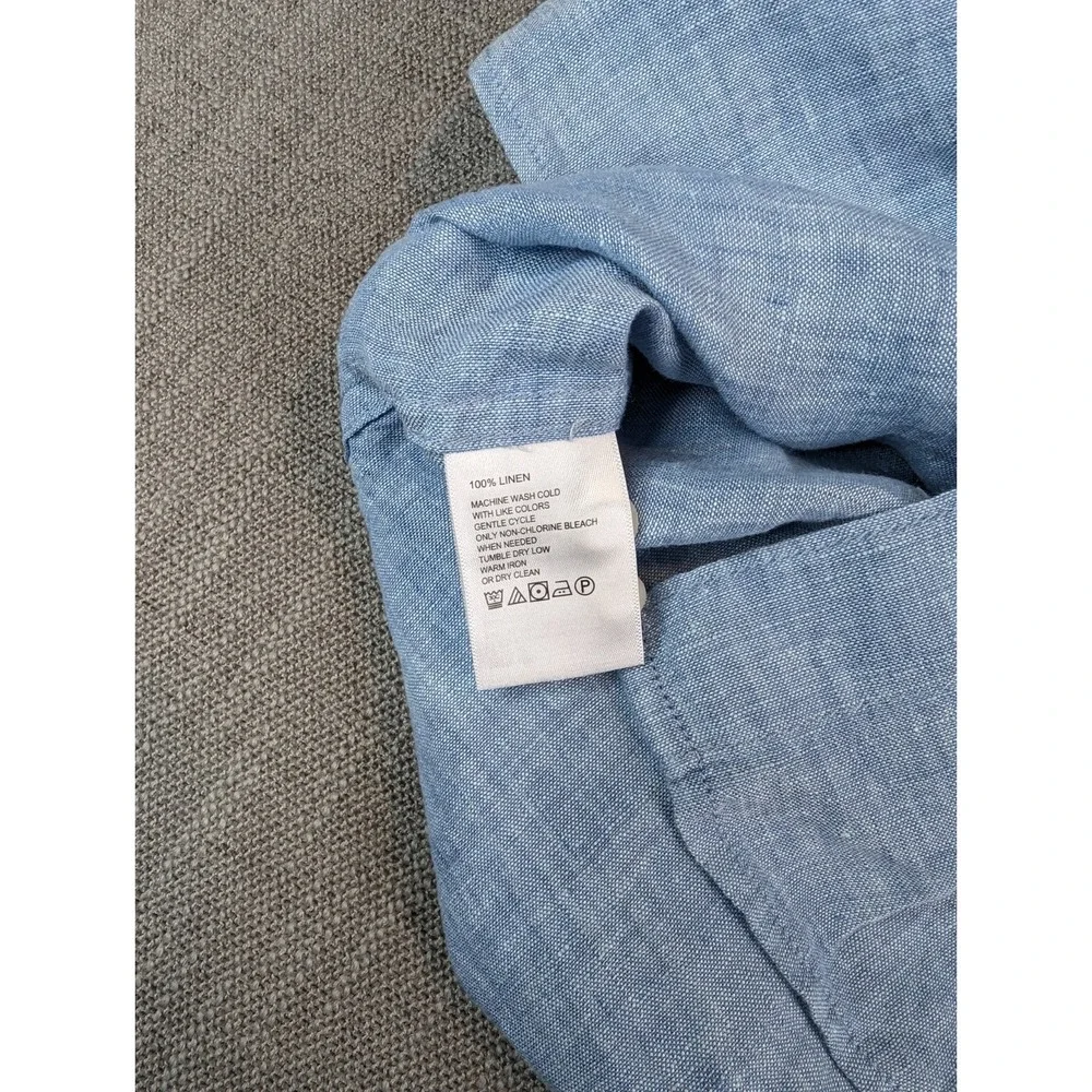 NWT Tommy Bahama Shirt Men L Blue Linen Long Sleeve Raffia Blues Button Striped - Picture 7 of 7